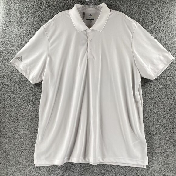 NWT Mens Adidas adi perf polo White 2XL Type Golf Shirt 50spf - Picture 1 of 6